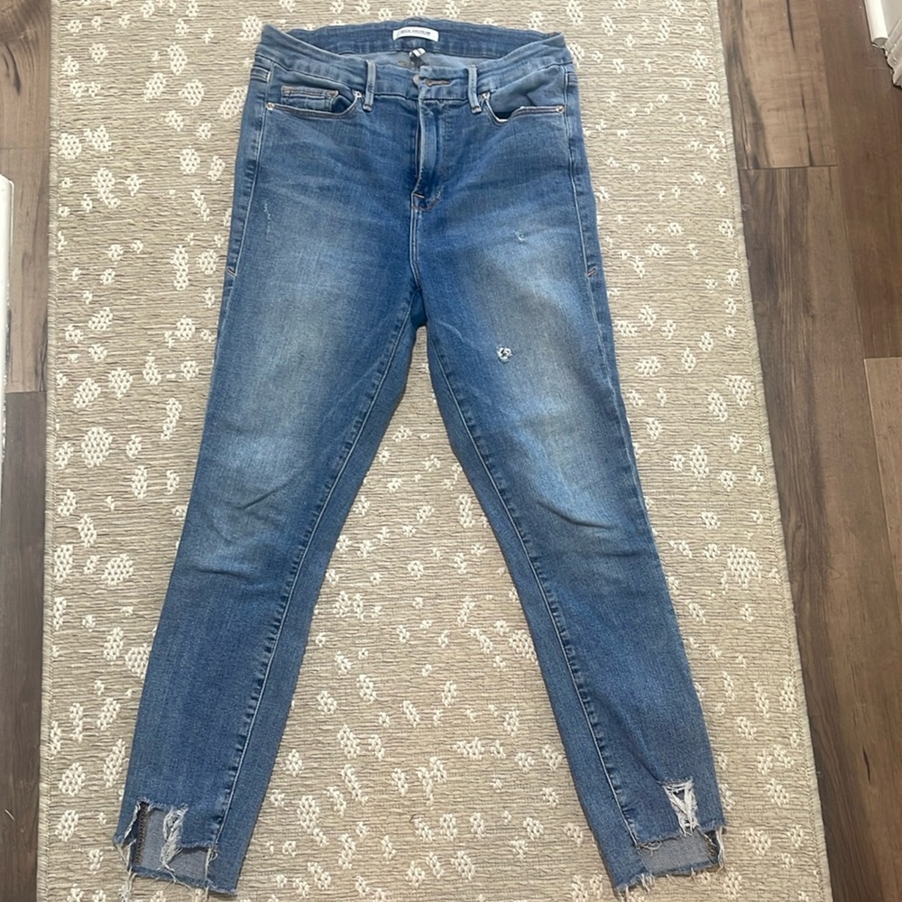 Good American hi low skinny jeans